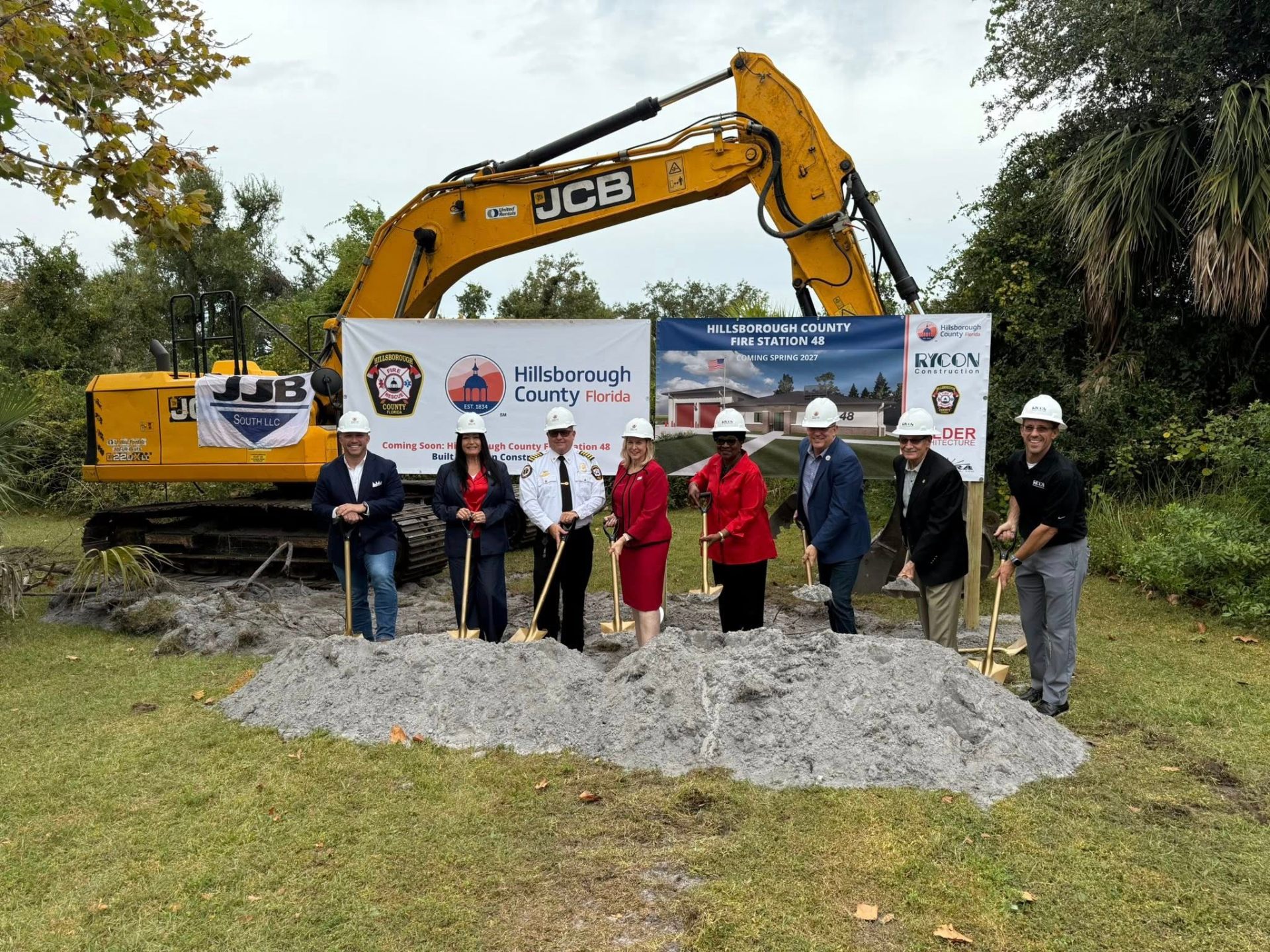 Donna with county leaders breaking ground on Hillsborough County Fire Station 48