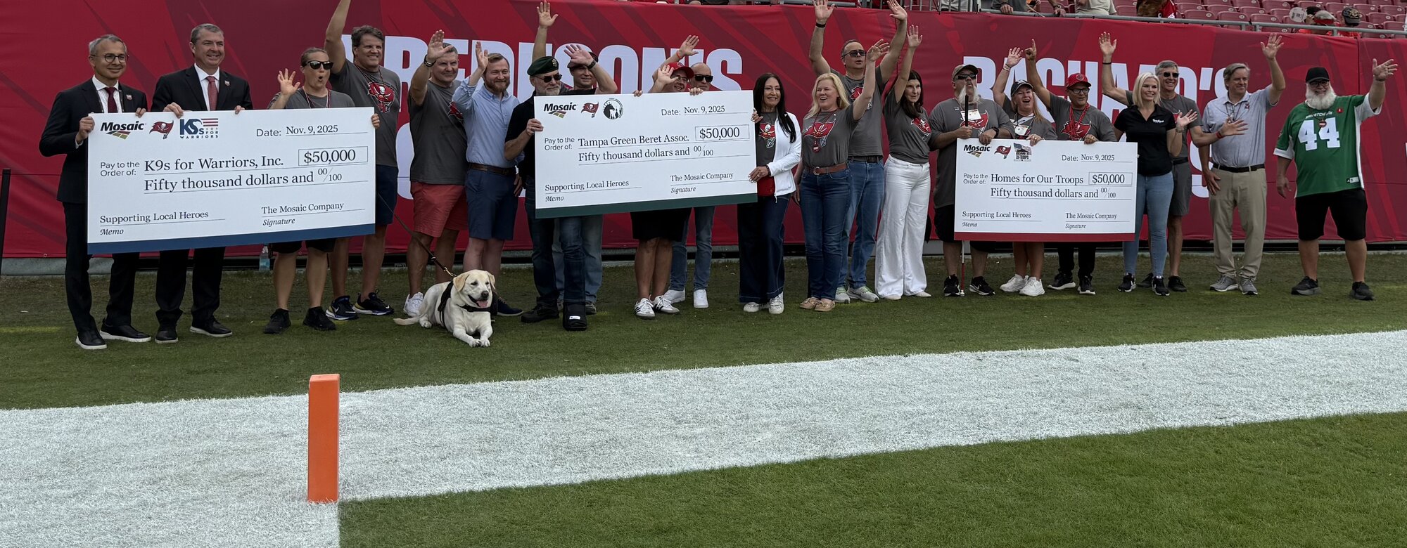 Donna at Raymond James Stadium for Mosaic's $150,000 donation to local veterans charities