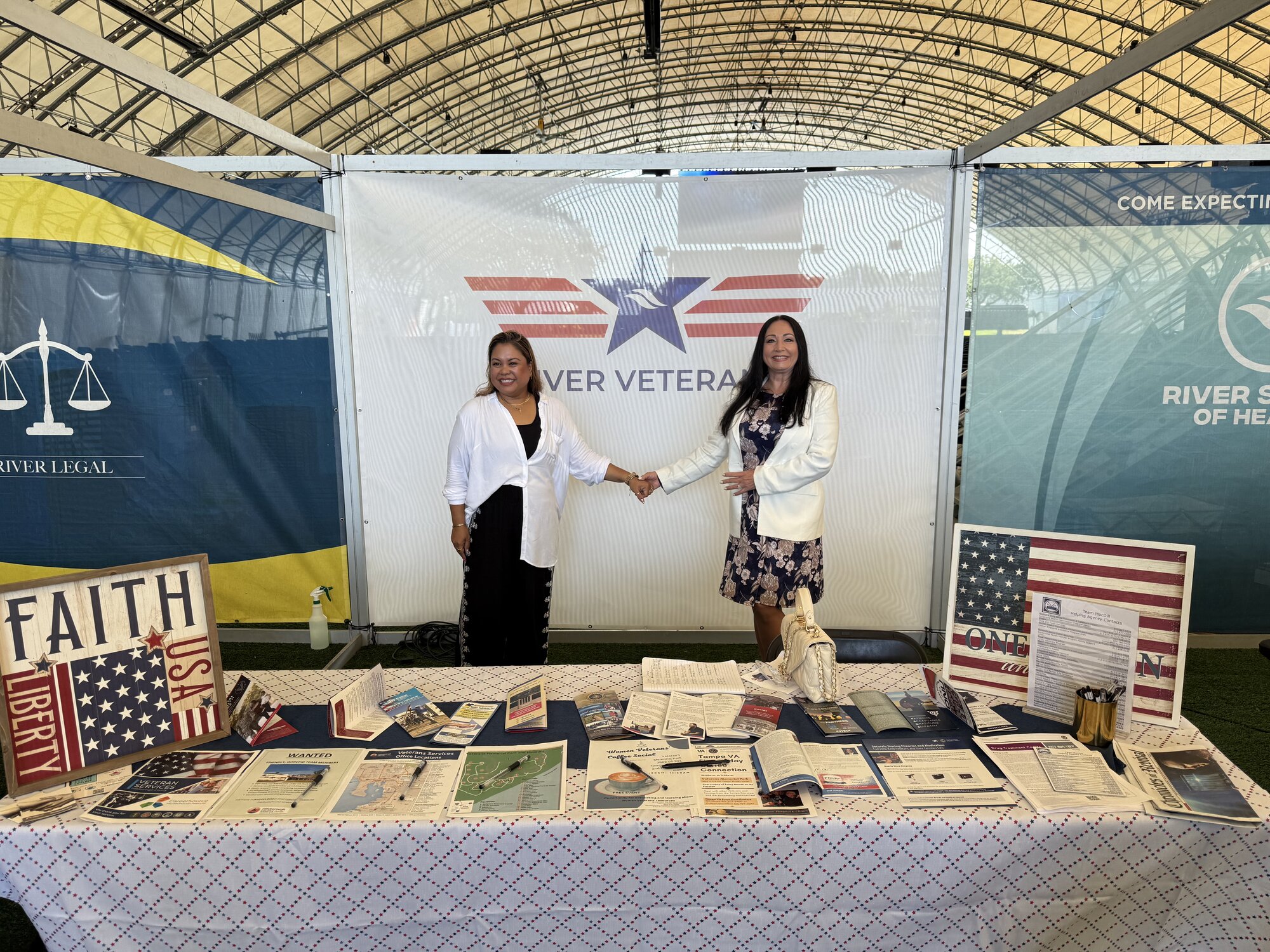 Donna at a veterans services outreach booth at the Florida State Fairgrounds
